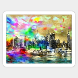 New York Rainbow Skyline Sticker